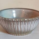 Vintage fluted enameled earthenware potter's salad bowl