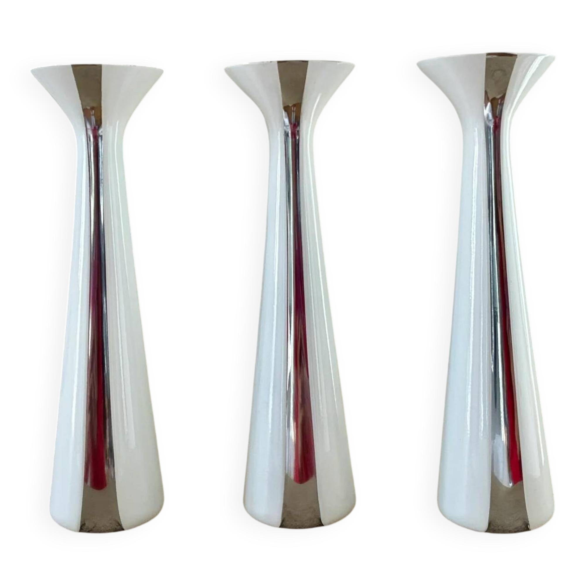 Trio of Danish steel candlesticks - 1980