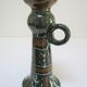 enamelled ceramic candle holder signed "S" plant decoration 70s