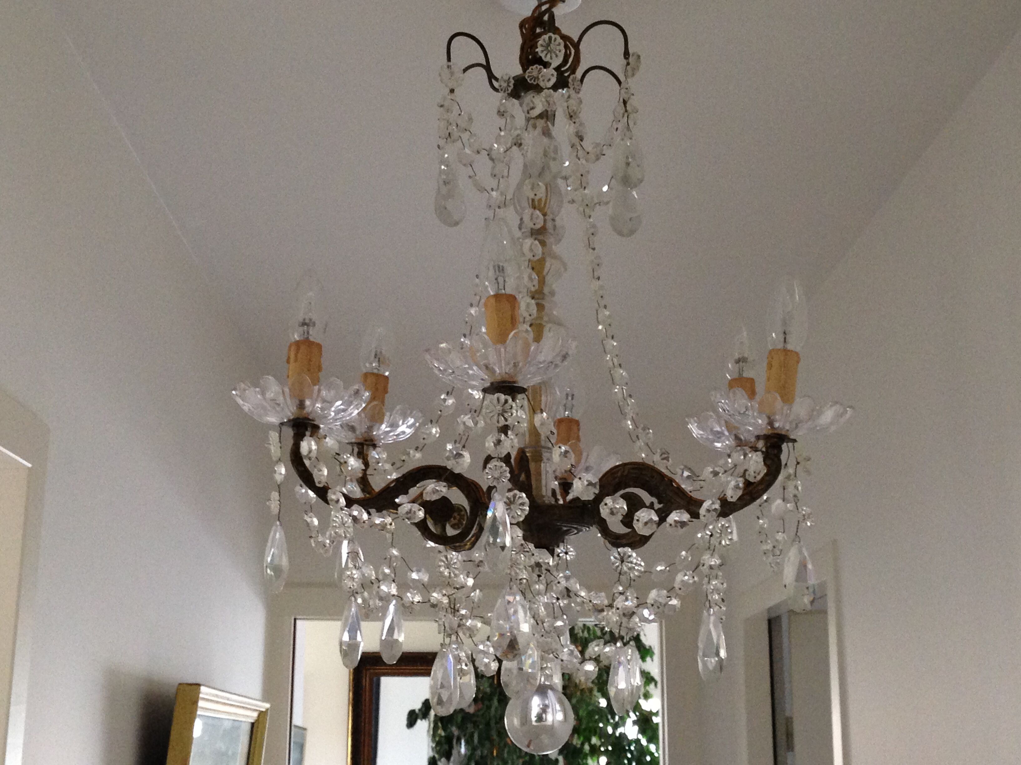 Lustre en bronze et cristal