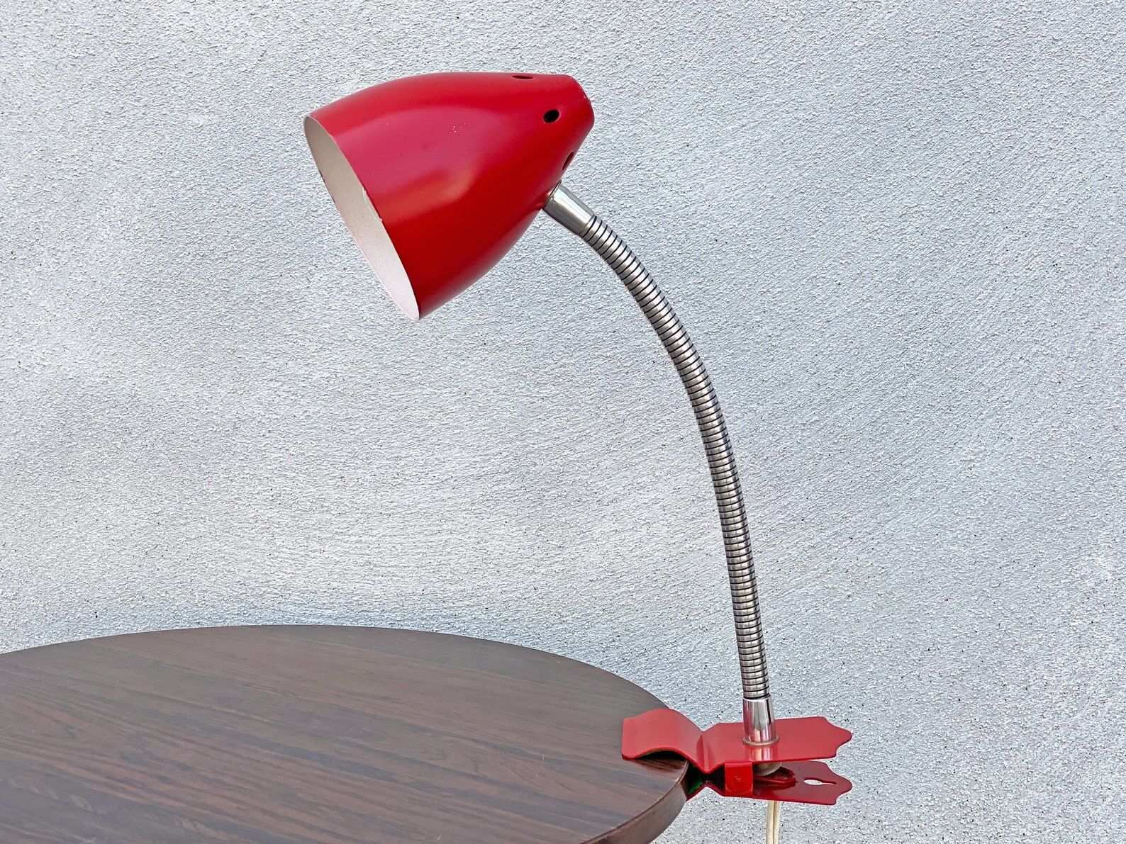 Vintage red hala zeist clamp spot lamp