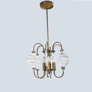 Suspension en laiton et verre dans le style d’Angelo Brotto, 1950s