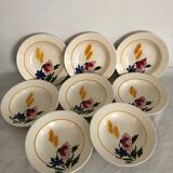 8 assiettes creuses, Sarreguemines, modèle Cocorico