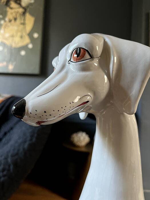 Enameled porcelain dog