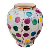 Vase Hubert Bequet Quaregnon en Faïence Nacrée Décor Confetti - Années 50-60