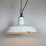 Industrial White Enamel Factory Pendant Lamp, 1960s