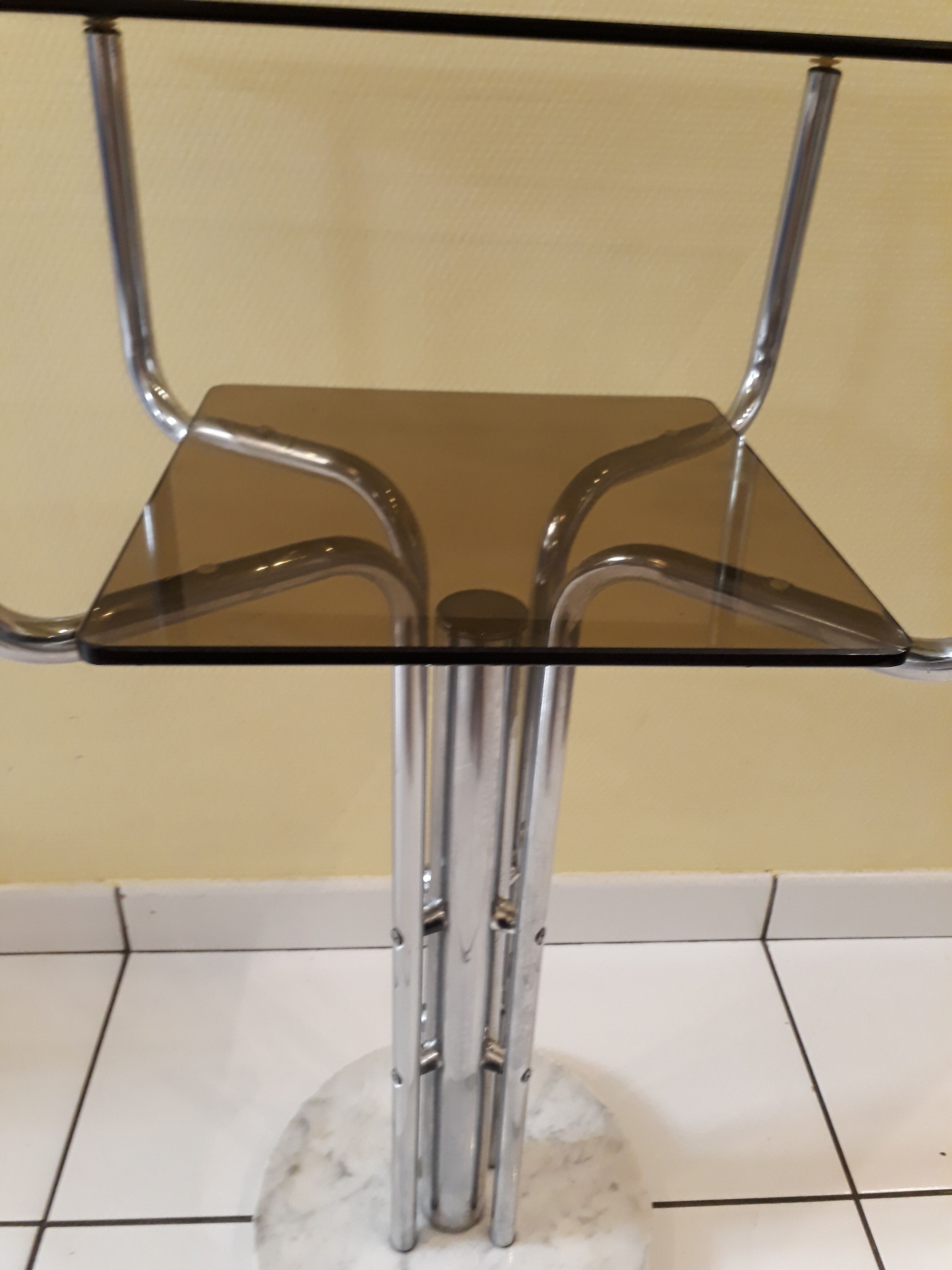 Vintage console 70/80 chrome marble glass