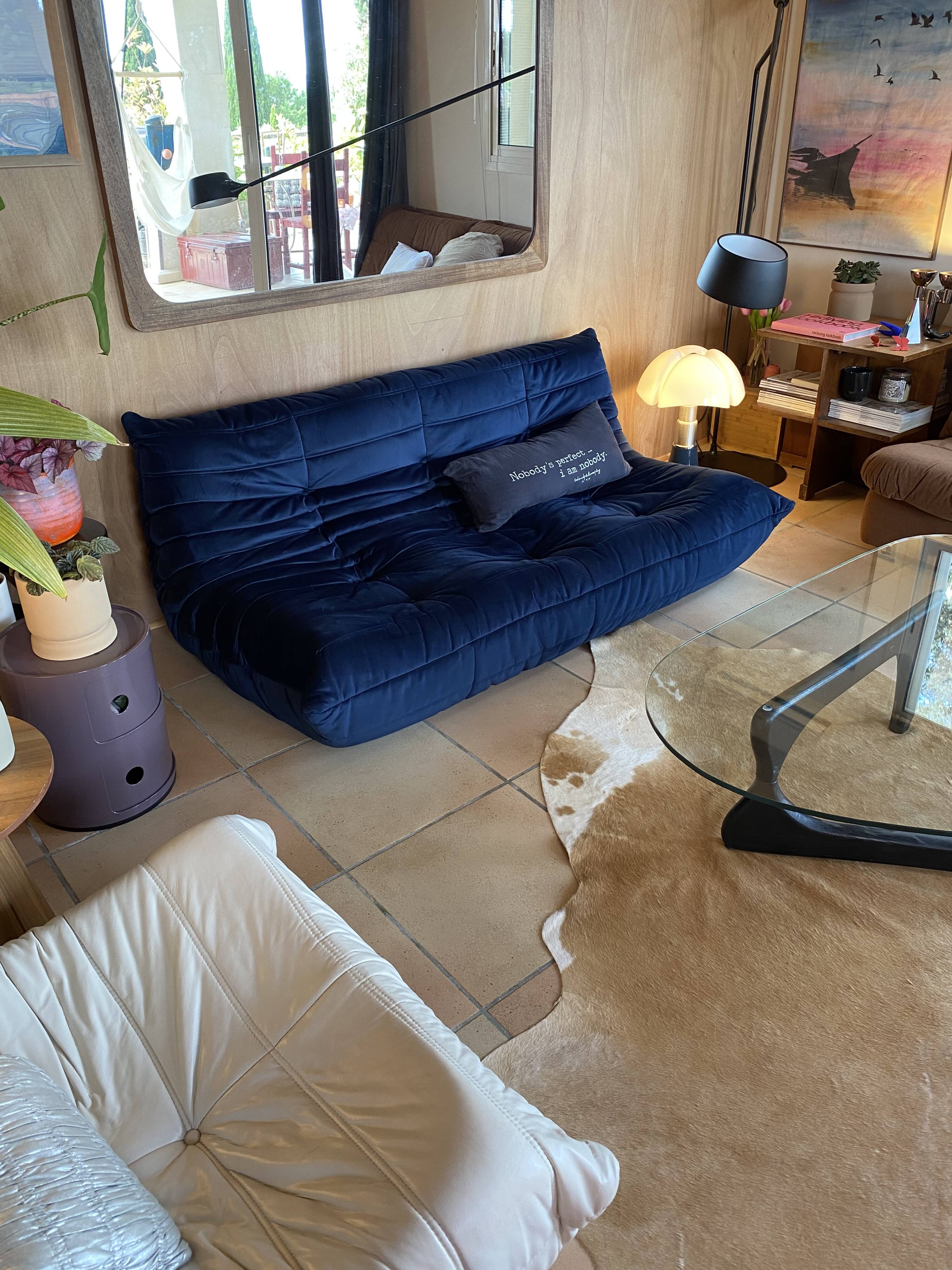 Togo 3-seater sofa in midnight blue velvet