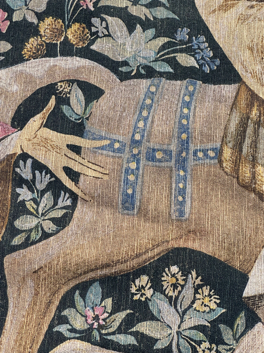 Vintage tapestry hand-screen printed in France