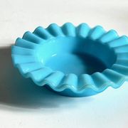 CENDRIER Vide-Poche Verre OPALIN Bleu VINTAGE