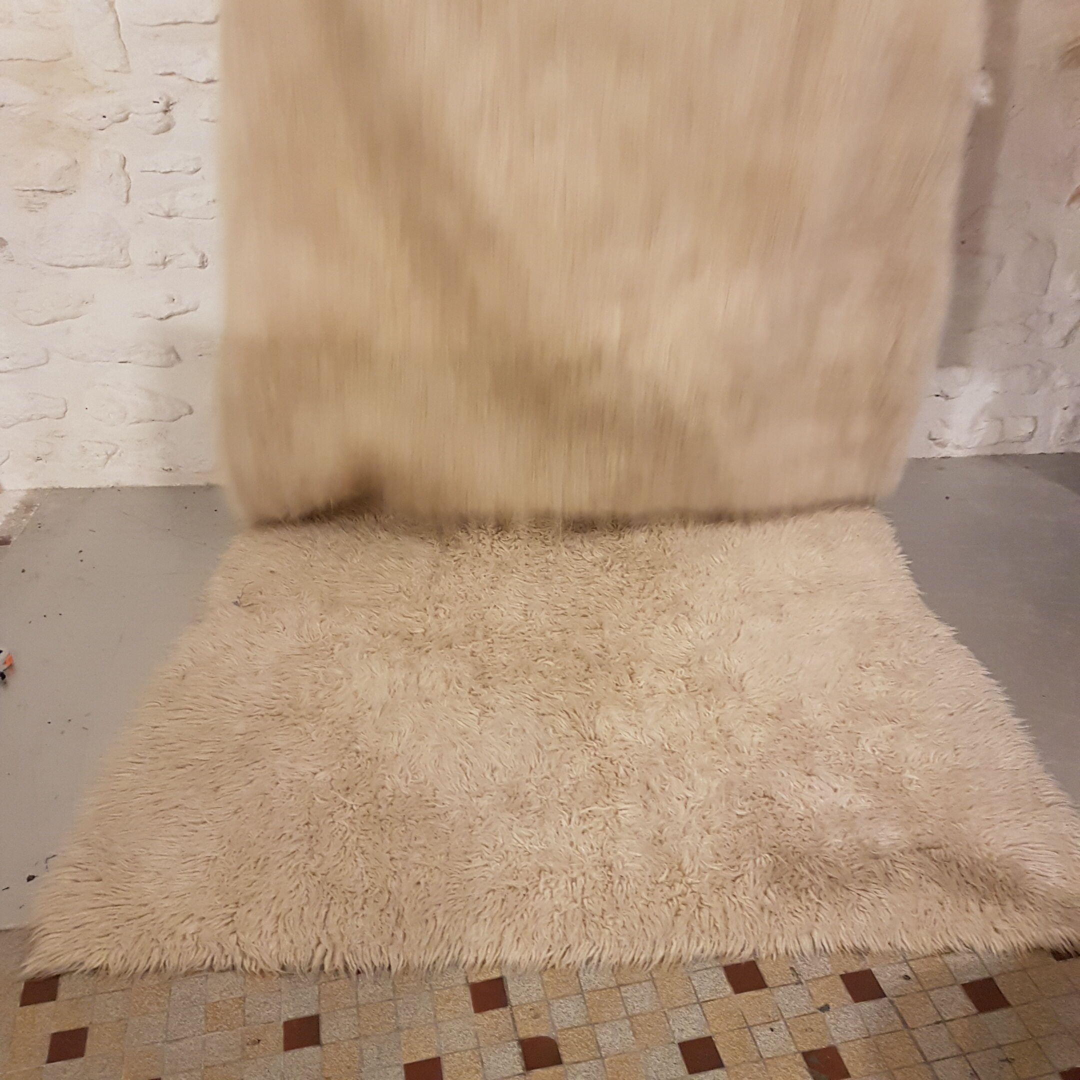 Vintage carpet in long hairwool 280 x 165 cm