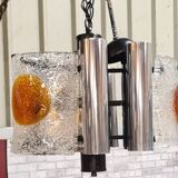 Murano chandelier 1970, Mazzaga chain 55x32x40 chrome and glass