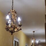 Set of 3 gold painted metal chandeliers
