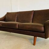 Vintage Danish mid-century retro Aage Christiansen (Matador) leather sofa 60s