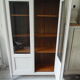 Showcase, old weathered vessel pearl gray, 2 glass doors.