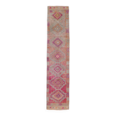 Soft Pink Oriental Turkish Runner Rug, 75x357Cm