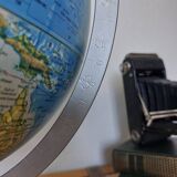 Illuminated globe, Scanglobe Denmark, wooden base and reliefs