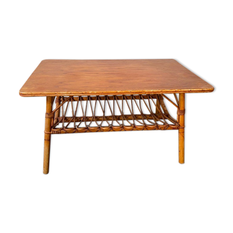 Vintage rattan coffee table 86x53x46 70s