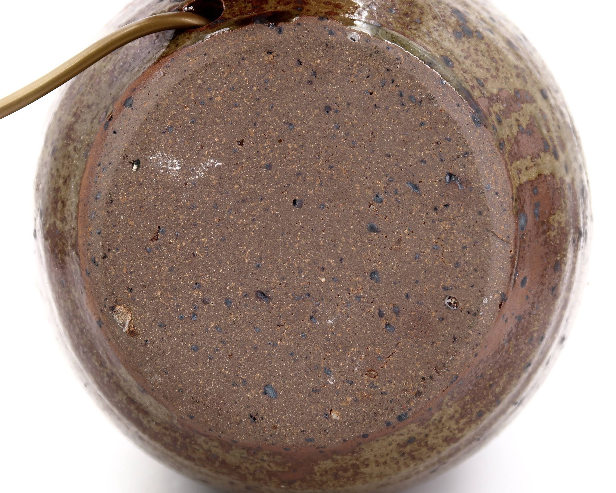 Lampe boule de potier en grès pyrité de Guy Baudat, années 70