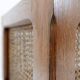 Pair of vintage wooden planters with woven rattan panels - 1970s