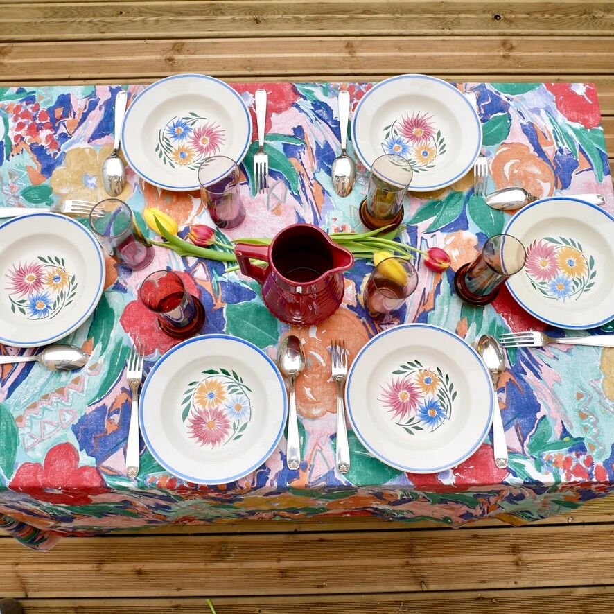 Lot 6 hollow flower plates model "Rustic" Sarreguemines