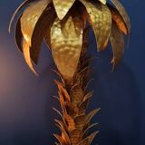 Hollywood Regency Palm Tree Lamp Trio – Hammered Gold Metal