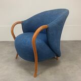 Fauteuil Cinna design 1980, bleu pop