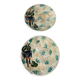 2 vintage Vallauris enamel dessert plates from the 70s