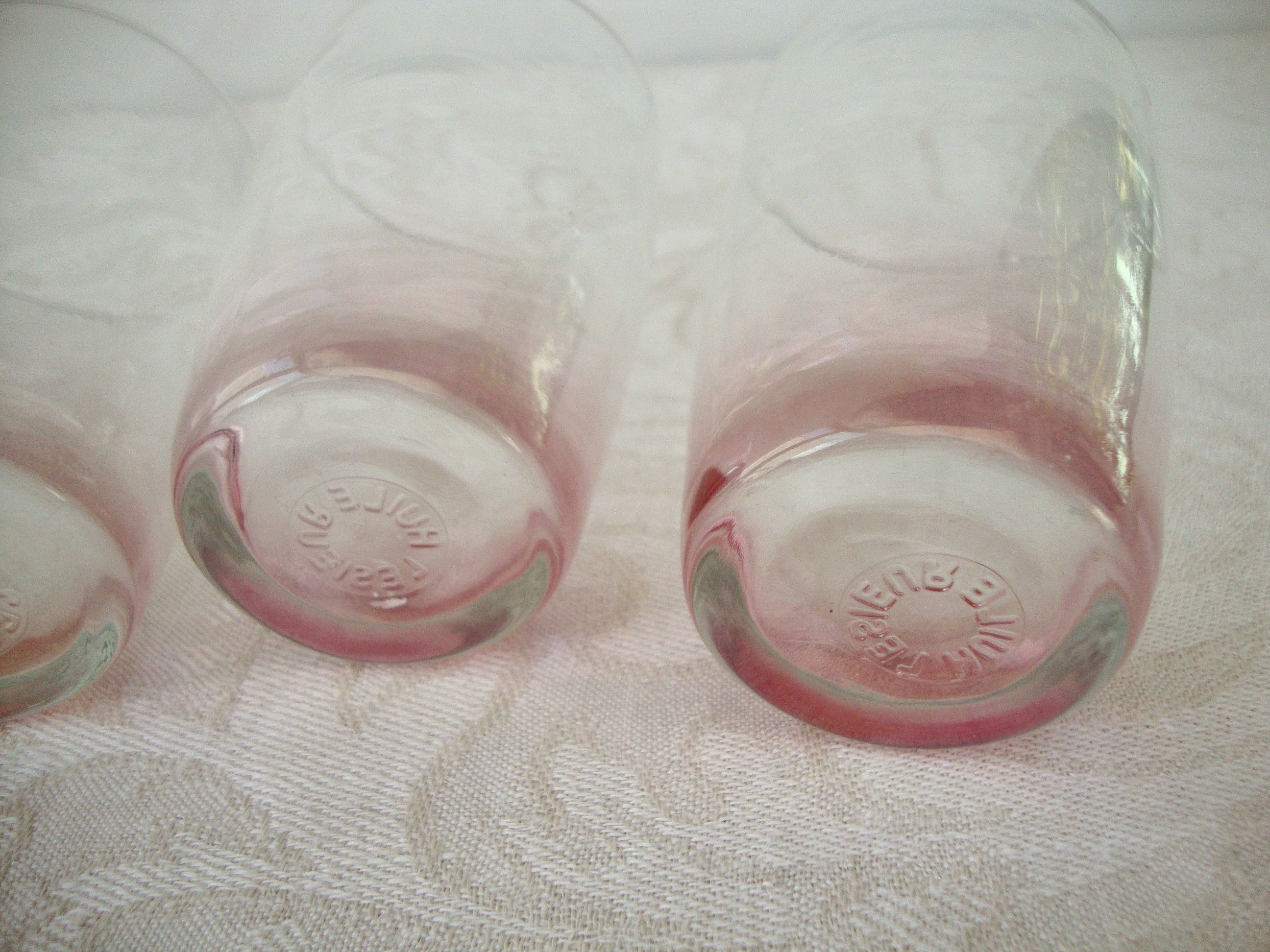 Set de 6 verres à eau roses vintage