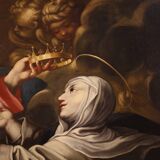 Peinture religieuse du XVIIème siècle, Sainte Catherine de Sienne choisit la couronne d'épines
