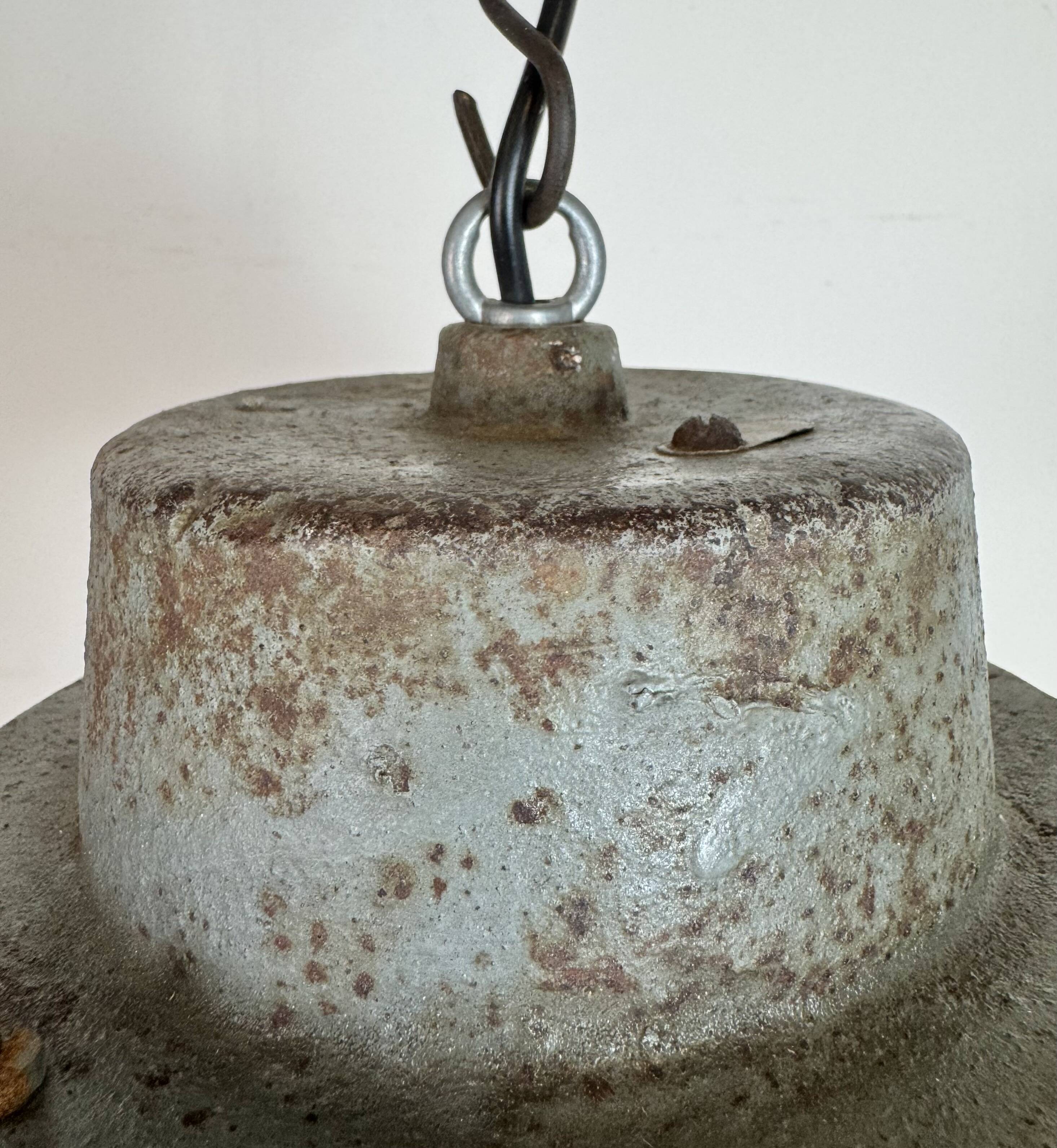 Green Enamel and Cast Iron Industrial Pendant Light, 1960s