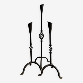 Set of 3 Wrought Iron Candle Holders