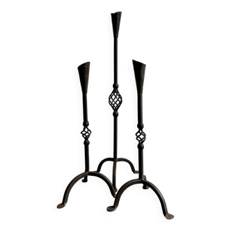 Set of 3 Wrought Iron Candle Holders