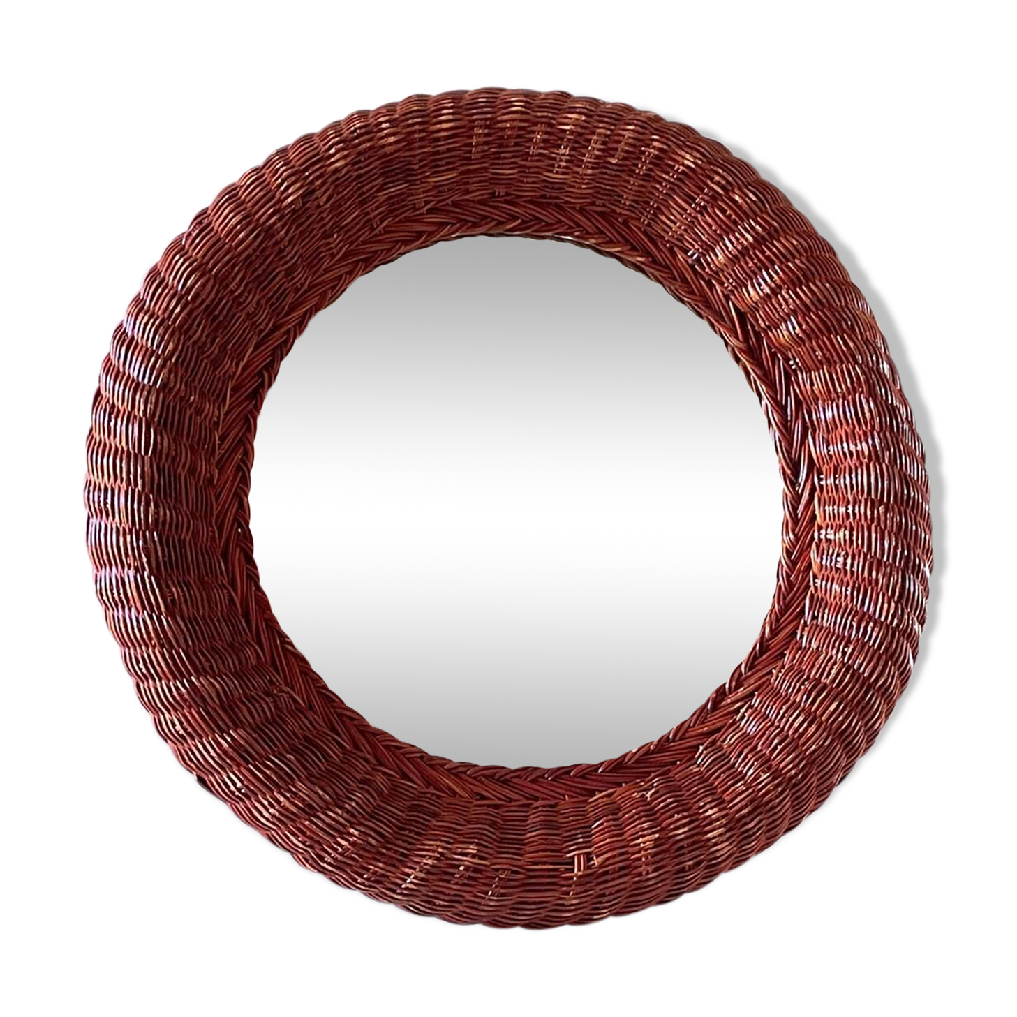 Round rattan wall mirror 1970s/80s