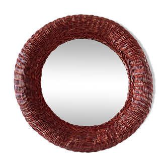 Round rattan wall mirror 1970s/80s