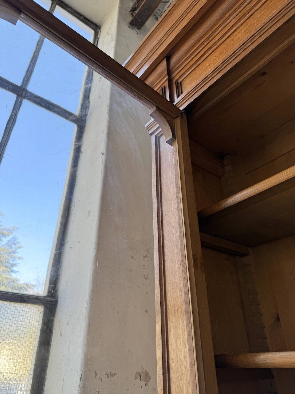 Antique XL Napoleonic oak glass bookcase, 19th century