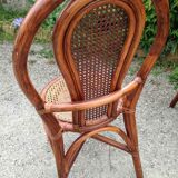 Set of 4 rattan terrace bistro chairs and cannage