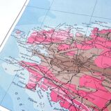 Brittany and Loire estuary map 43x43cm vintage from 1950