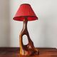 Brutalist lamp 1950/60 olive wood