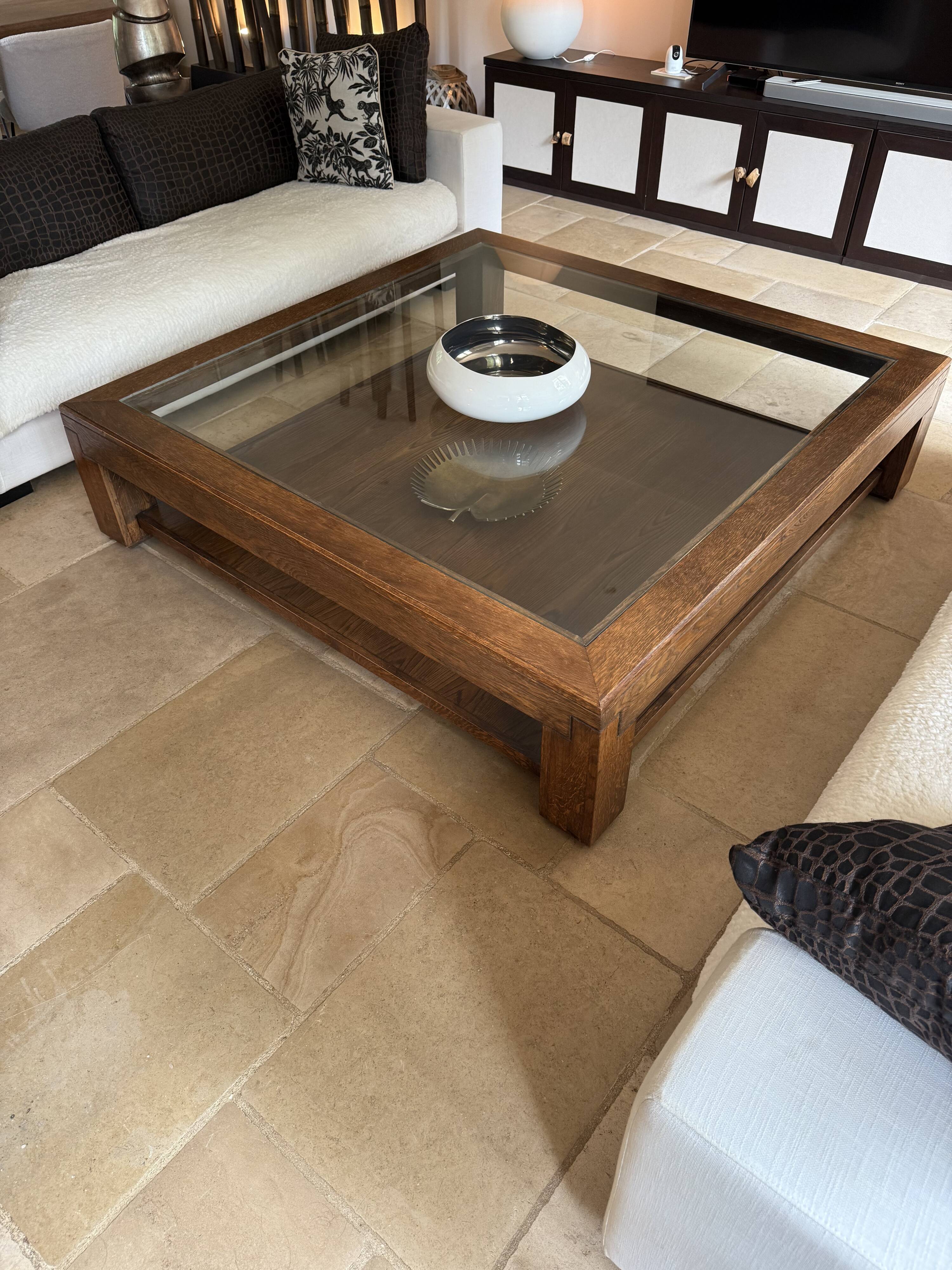Wood and glass coffee table