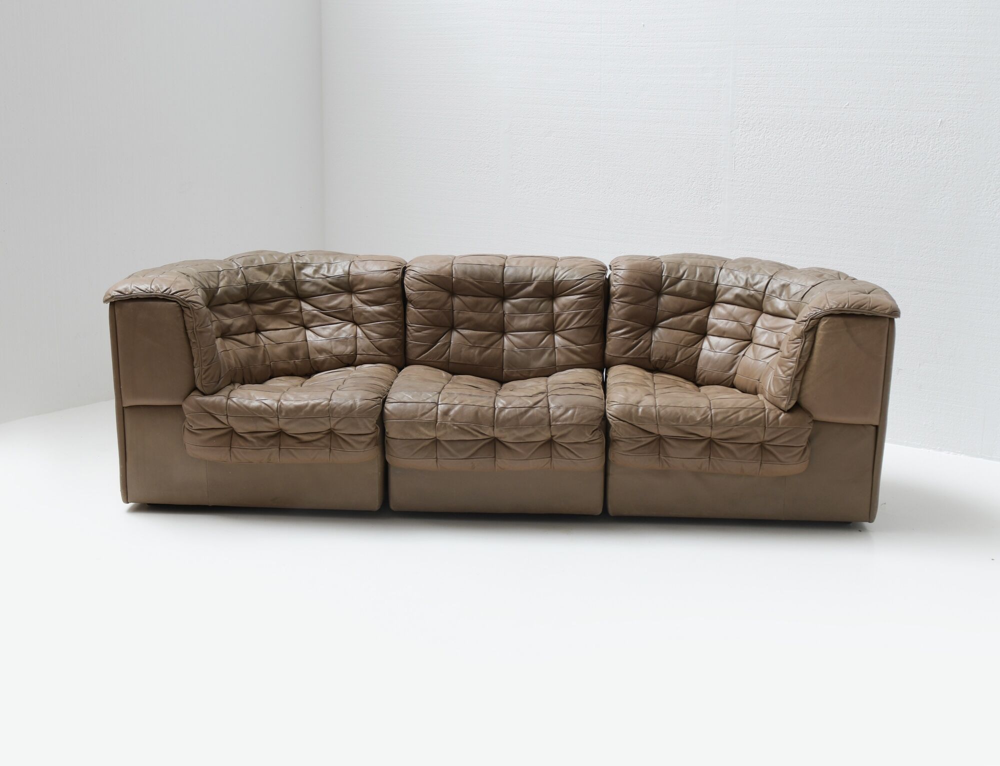 DS 11 modular sofa in brown patchwork leather by De Sede Team for De Sede Swiss