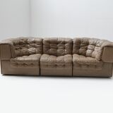 DS 11 modular sofa in brown patchwork leather by De Sede Team for De Sede Swiss