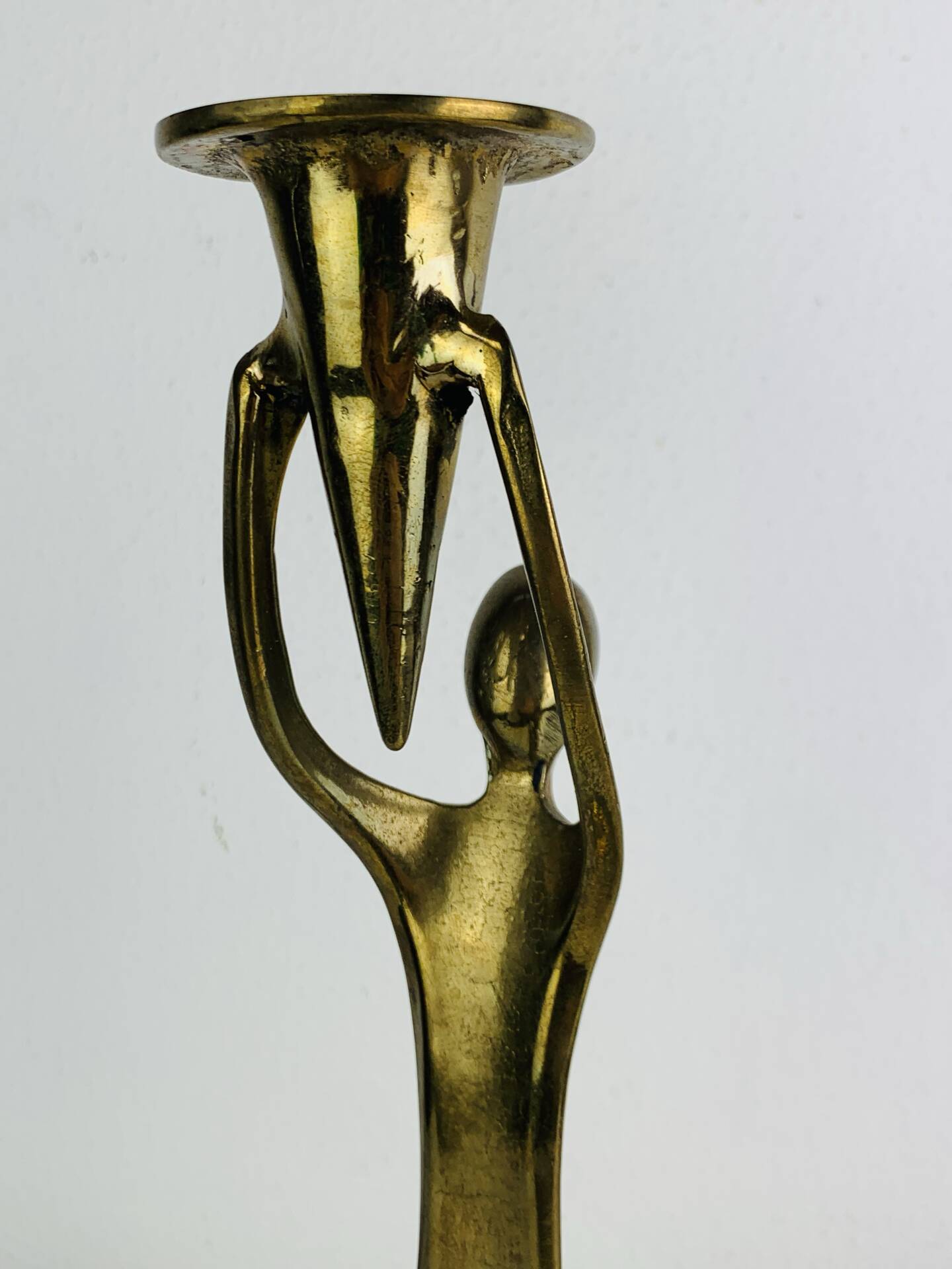 Sculptural brass candle holder, vintage