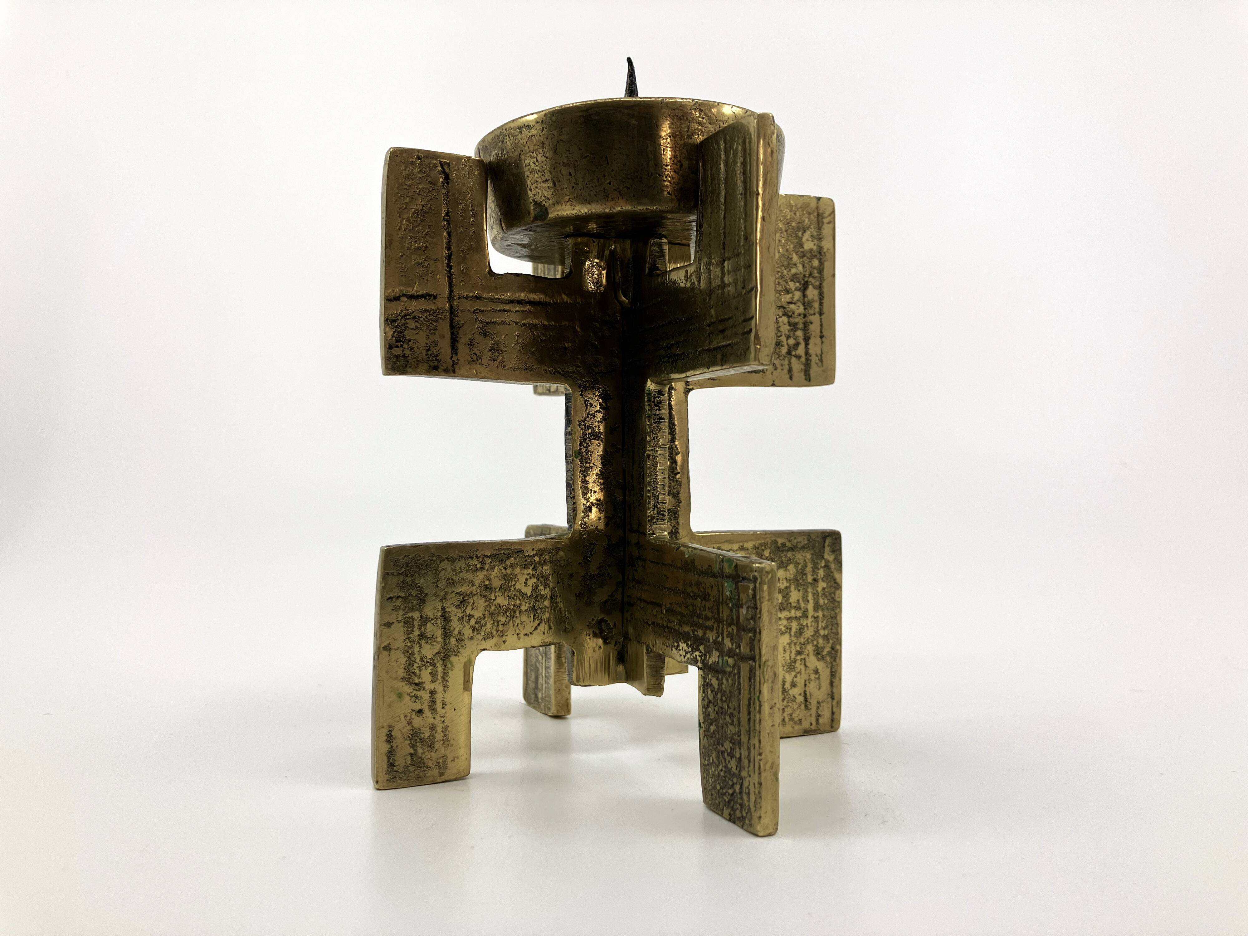 Brutalist candlestick • Austria • Brass • 1970