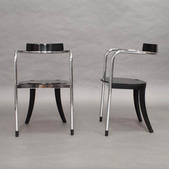 Set of 2 chrome lounge chairs by David Palterer for Zanotta italy 1980