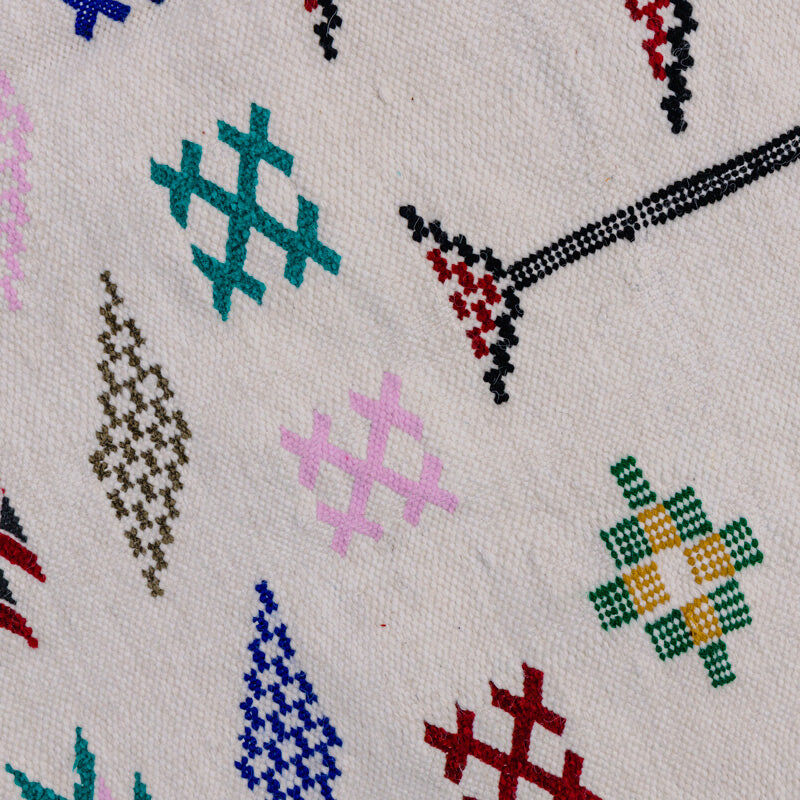 Moroccan white bohemian carpet 112x195 cm