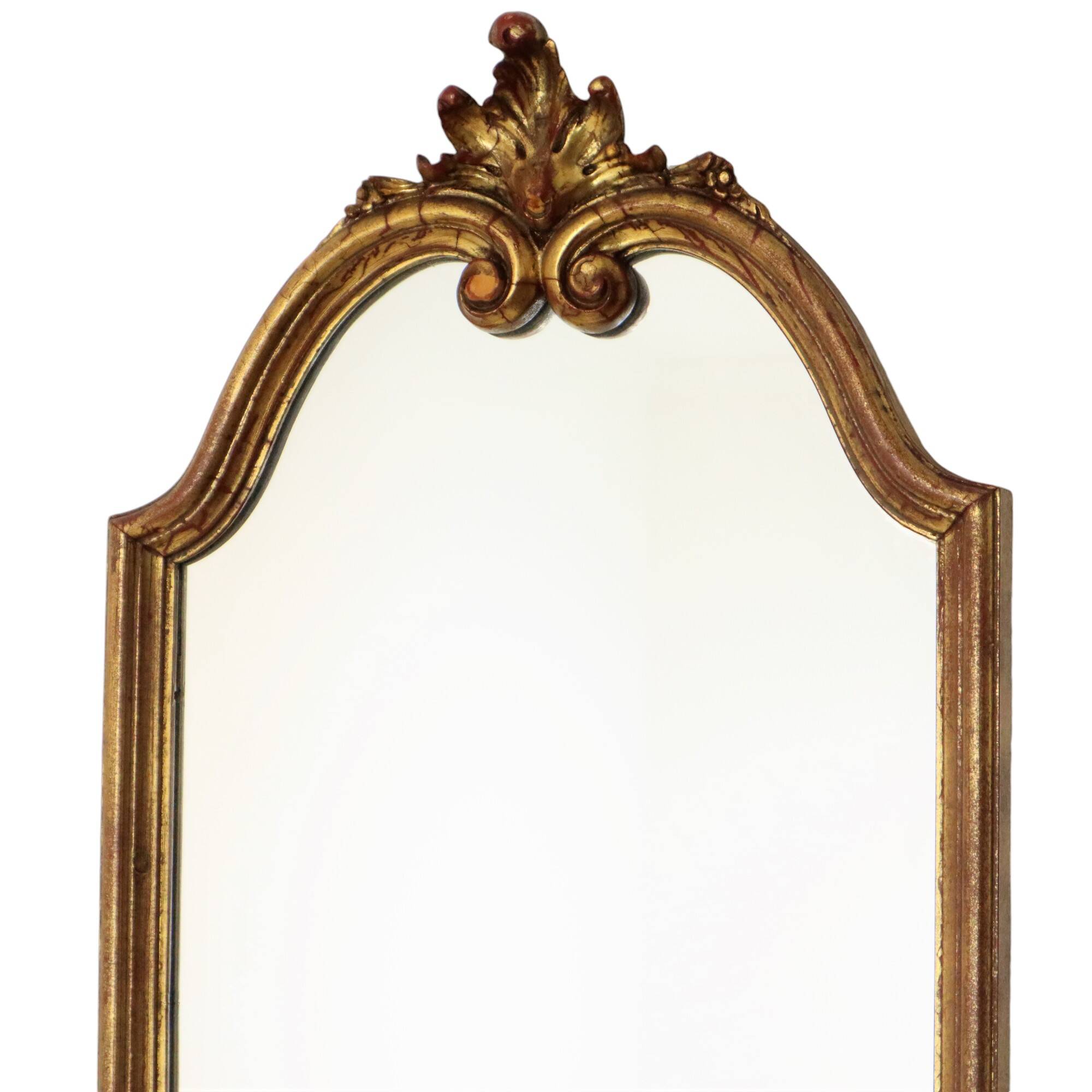 Deknudt Narrow Hall Mirror Gold Gilded Classic Acanthus Crown 138cm