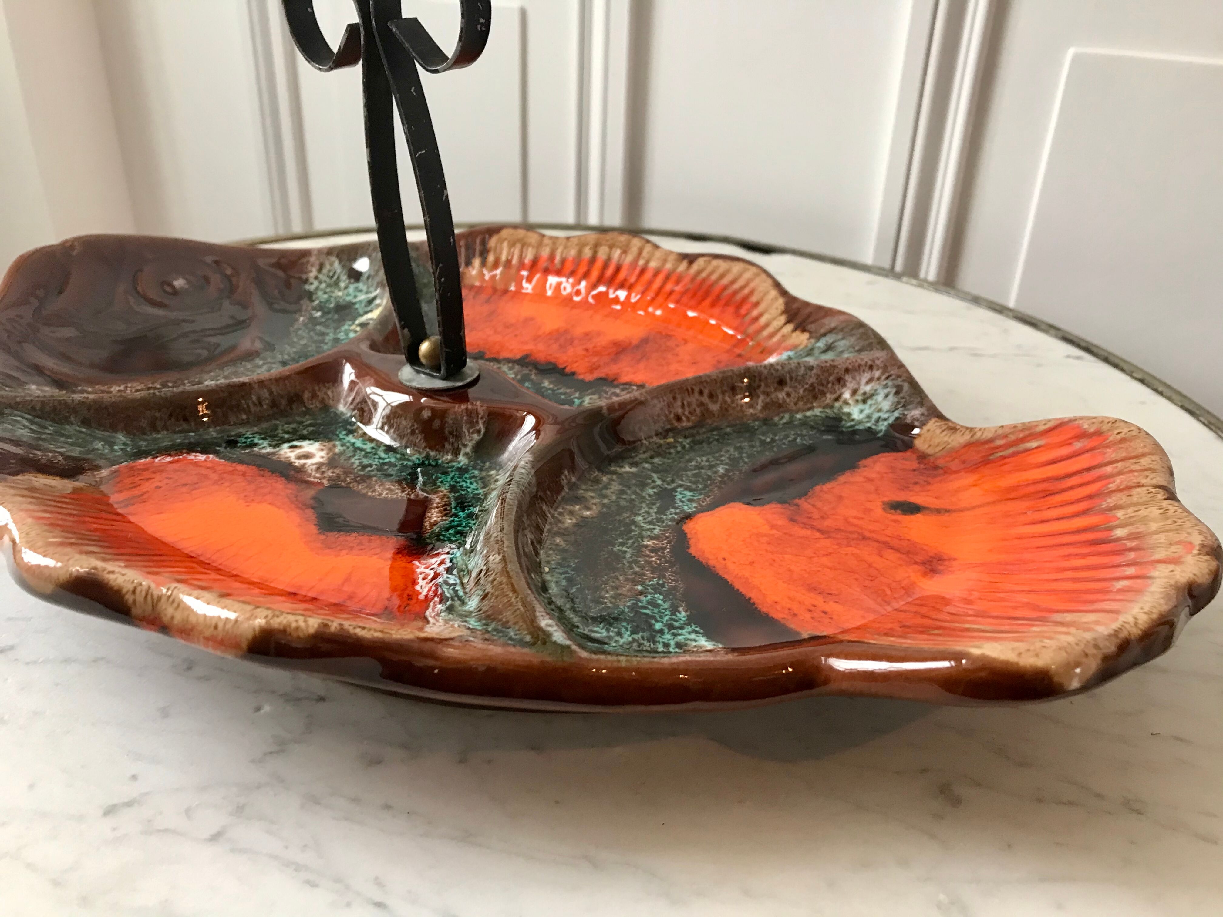 Aperitif dish fish shape signed Vallauris 70s