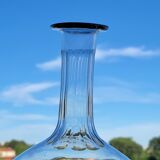 Carafe décanteur forme gondole verre taillé 10 pans cotés plates