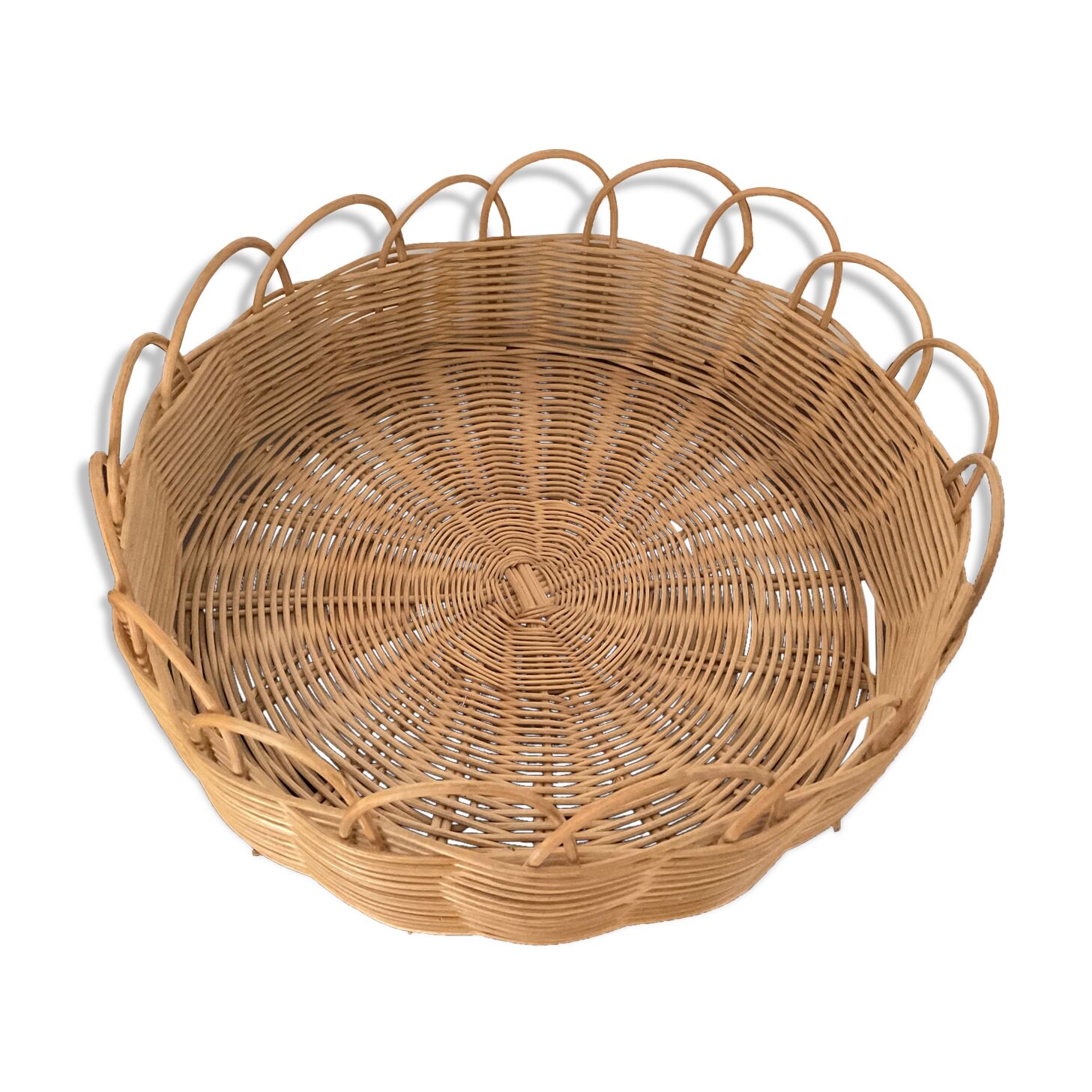 Wicker glass top, sun shape.